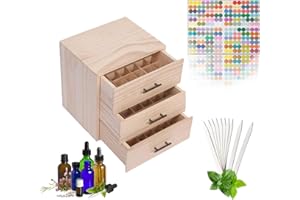 MKNZOME 90 Trous 3 Tiroirs Aromathérapie D'huiles Essentielles Boîte de Stockage en Bois, idéal Présentoir pour Les D'huiles Essentielles et Vernis à Ongles et Parfum et Cosmétiques#1