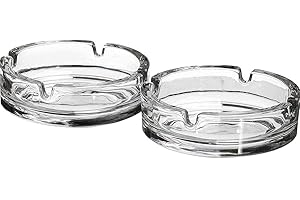 BUDING Juego de 2 ceniceros redondos de cristal de 10 cm