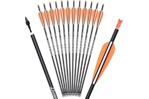 TY Archery 16 18 20 Inch Carbon Crossbow Bolts Hunting Archery Arrows with 4 Inch Wings Replaces Arrowhead Tip (Pack of 12)