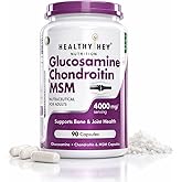 HealthyHey Nutrition Glucosamine Chondroitin and MSM for Cartilage; Joint and Bone, 90 Capsules