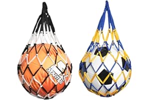 BHGYTEC YDDZ 2 Piezas Bolsa de Malla de Fútbol, Bolsa de Malla de Rugby, Bolsa de Red de Voleibol, Baloncesto Bolsa de Malla, para Fútbol, Voleibol, Rugby (Amarillo Azul, Blanco y Negro)