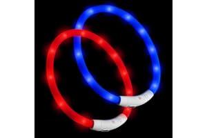 PRECORN 2 stycken LED silikon hundhalsband lysande | röd och