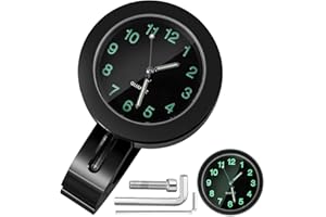UHLSNHK Horloge De Guidon Moto, Montre pour Guidon De Moto, Montre pour Guidon De Vélo, Horloge De Moto À Cadran Lumineux pour La Plupart des Motos avec Guidon De 7/8" À 1"(Noir)