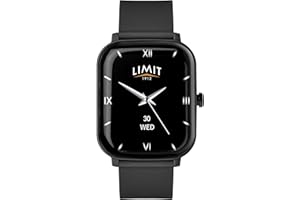 Limit 37mm Black Unisex Smart Watch Fitness Tracker with Bluetooth Calling Heart Rate Sp02 Android and iOS Silicone Strap