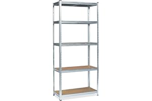 ‎GRAFNER Grafner Schwerlastregal mit 5 Böden aus MDF, maximale Belastung 375 kg, abgerundete Ecken, 75x30x172 cm, Steckregal, Lagerregal Kellerregal