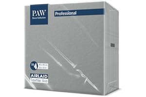 PAW DECOR COLLECTION PAW - Serviettes Airlaid (40 x 40 cm) I 50 pièces I Unicolore I Semblable à du tissu I Élégante décoration de table I HoReCa I Pour les occasions comme mariages, les fêtes I Color: Gray