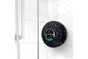 KIORZIESK Enceinte Bluetooth Douche Haut Parleur Sans Fil Portable Mini Corne Speaker Ventouse pour La Salle De Bain Basses Stéréo Trompette Wireless Soutien LED Lumière pour Douche Maison et Extérieur Etc
