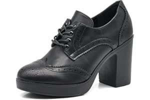 IF Fashion Scarpe da Donna Stringate Francesine Ricamo Tacco Grosso Pelle Sintetica IF146