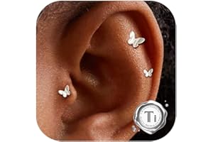Adramata 3 Stück 16G Helix Piercing | G23 Titan Labret | Innengewinde Tragus/Conch Ohrringe | Hypoallergen Lippenpiercing | Knorpel Conch Ohrringe Piercing Ohr 6/8/10MM | 3x Einzelne Stecker