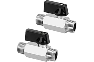 JESUSTREE Robinet à Tournant Sphérique en Laiton, 2 Pièces Compresseur D'air Robinet à Tournant Sphérique 1/2" Mâle x 1/2" Mâle, Vanne d'arrêt pour Gaz, Eau, Pétrole