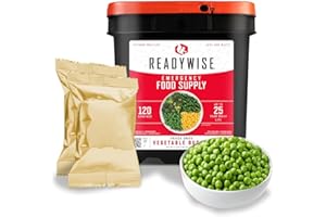 ReadyWise, 120 Raciones, Cubo De Verduras, Brócoli, Maíz Dulce, Judías Verdes, Guisantes, Liofilizado, Hasta 25 Años De Vida Útil, Alimentos De Emergencia