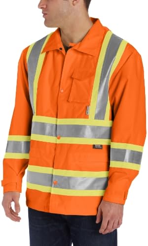 Work King Men's Hi-Vis Rain Jacket, Safety Orange, 3X-Large