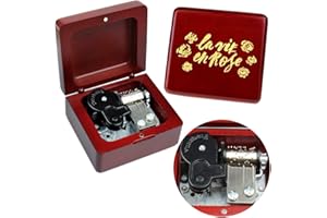 Sinzyo Music Box Vintage Wood Carved Mechanism Musical Boxs Gift For Birthday Valentine's Day Christmas Day(la Vie en Rose -Wine Red Box)