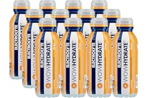 WOW HYDRATE Electrolyte Water, Sports Water with Essential Vitamins for Improved Energy Levels, Low Calorie, Sugar Free & Fat Free, Maximise Hydration, Orange Flavour, 12 x 500ml