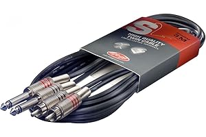 Stagg STC3PCM - Cable jack a RCA (3 m), color negro, negro