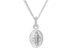 Alexander slott barns lilla 925 sterlingsilver mirakulöst medalj katolskt halsband – 12 mm x 9 mm mirakulös medalj med 40 cm