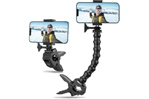 MIPREMIUM Jaws Flex Clamp Mount with Adjustable Gooseneck for with 4-7'' Smartphone, GoPro Hero 13 12 11, 10, 9, 8, 7, 6, 5, 4, Session 3+, 3, 2, 1 Max, Hero (2018) Fusion, DJI Osmo Cameras