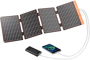 FLEXSOLAR 40W Kleines USB Solarpanel Ladegerät, 18W USB-A USB-C PD2.0 Tragbar Faltbar für Notfälle Monokristalline ETFE Panels IP67 Wasserdicht für Camping Wandern Rucksackreisen Outdoor für Handys Tablets
