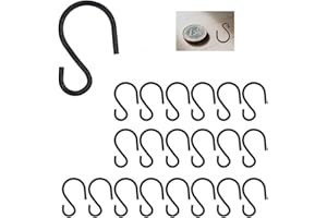 leersao 20 Stück S Haken Zum Einhängen, 3,2cm kleine S Haken Hängehaken Schwarz Mini Aufhängehaken Metall Haken für DIY Handwerk Hängenden Schlüsselanhänger Schmuck Namensschild