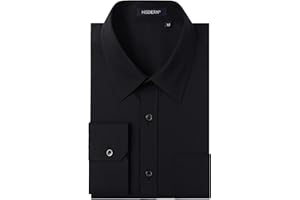 HISDERN Camisa para Hombre Casual Formales Clásico con Botones Camisas de Vestir Cuello de Manga Larga Ajuste Regular