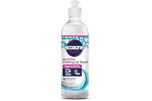 Ecozone Sensitive Washing Up Liquid, Bio Washing Up Liquid Fragrance Free, Wash Up Liquid & Dish Washing Detergent, Eco Washing Up Liquid, Vegan Friendly Kitchen Cleaner & Eco Cleaning Product (500ml)