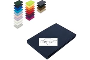 EXKLUSIV HEIMTEXTIL Marke Jersey Spannbettlaken Spannbetttuch Bettlaken Rundumgummizug 90-100 x 200 cm Navyblau