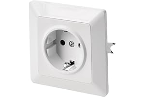 EMOS - Presa Schuko con maggiore protezione da contatto - Montaggio a incasso - 250 V, 16 A - Presa singola con interno - IP20 per interni - bianco (lucido)