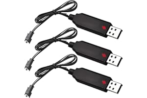EatPitaya Drone USB Charger Cable with SM-2P Connector Plug(3Pcs), Lithium Battery USB Charging Cable 3.7V 500mAh Output Portable with LED indicator for RC Car Child Toy Car Spare Battery