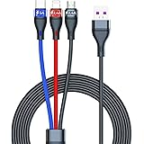 soleilx Multi Cavo di Ricarica 3 in 1 Super Veloce 1.2m Cavo Usb Type-c 5A Cavo Micro Usb 2,4A Cavo Phone 2,4A per Phone/Sams