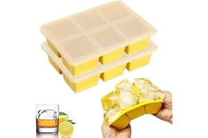 Theuwnee® 2 PCS Vassoio per Cubetti di Ghiaccio in Silicone, Grande Stampo per Cubetti di Ghiaccio con Coperchio, Inodore, Impilabile e Lavabile in Lavastoviglie, per Birra, Whisky, Cocktail e Snack
