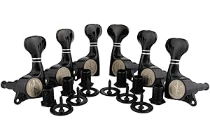 Guyker 6 szt. głowic do gitary (3L + 3R rączek) – 1:18 Proporcja uszczelnienia tunerów do kluczy zestaw zamienników do gitar elektrycznych, folkowych lub akustycznych w stylu ST Tele SG - czarne