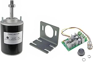 CHANCS 30W Permanentmagnet-Gleichstrommotor CH-3420 24V 7000RPM CW/CCW Reversierbarer elektrischer Getriebemotor Hohe Geschwindigkeit Geräuscharm mit 20A PWM DC Motor Speed Controller mit Halterung