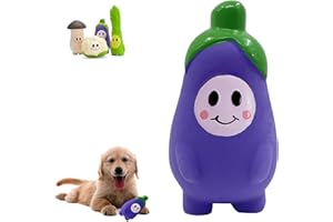 Duuclume Jouet couineur en latex pour chien, jouet à mâcher doux pour chiens de petite et moyenne taille, jouet interactif à rapporter des légumes pour chiot (aubergine)