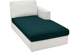 CHELZEN Super Stretch Sofa Seat Cushion Cover, Fitted Sofa Cushion Slipcovers, Soft Couch Cushion Covers, L Shaped Chaise Longue Furniture Protector (Chaiselounge, Blackish Green)