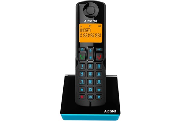 Alcatel S280 noir et bleu, mains libres, fonction blocage des appels indesirables, Repertoire 50 noms et numéros