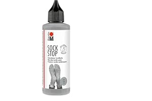 Marabu 17220106078 - Sock Stop, 90 ml, grau, gummiartige Antirutsch-Farbe auf Wasserbasis, für Textilien zum sicheren Halt auf glatten Böden, einfache Anwendung aus der Flasche
