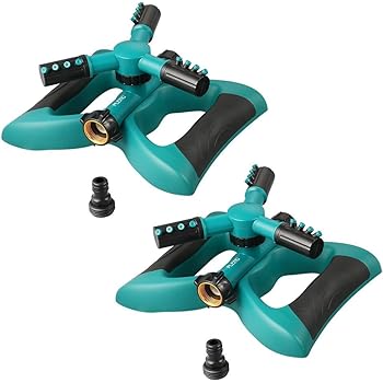 Plemo 2 × Rasensprenger Rasensprinkler mit 3 Armen und 12 Sprühdüsen