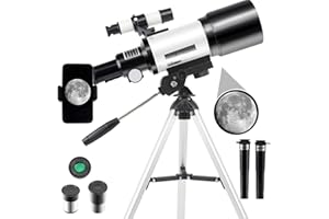 ESOLDNIC Telescope for Kids Adults Beginners, 150X Astronomical Refractor Telescope, 70mm Aperture Professional Astronomy HD Telescopes with Adjustable Tripod, Phone Adapter and Moon Filter