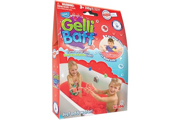 Gelli Baff Röd från Zimpli Kids, 1 bad eller 6 lekanvändningsområden, förvandlar på magiskt sätt vatten till tjockt, färgglat