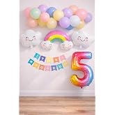 5 Year Old Rainbow Cloud Concept Birthday Party Celebration Set