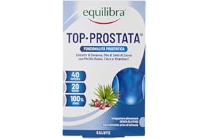 equilibra Integratori Alimentari, Top Prostata, Integratore per la Funzionalità della Prostata, con Serenoa Repens, Olio di Semi di Zucca e Mirtillo Rosso con Zinco e Vitamina E, 40 Capsule