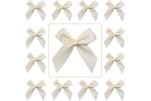 Jisrcha 60 Stück Schleifen, Kleine Schleifen zum DIY, Handgefertigte Deko Schleifen für Hochzeit, Geschenkverpackung, Basteln, Geburtstag, Kuchen, Snackbeutel Deko, (Weiß)