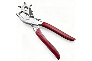 LxsNyvantic Pince trou ceinture cuir,Poignée rouge perce trou ceinture,appareil trou ceinture,6 trous pince perforatrice cuir,pour Cuir, Papier,Plastique,Feutre, etc,6 Tailles (2 à 4,5 mm)