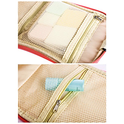 Sminiker Damen Toiletbag zum aufhängen Tragbare Reisekosmetik Waschtasche Reisen Kulturbeutel für Herren und Damen Kosmetiktasche Kulturtasche Organizer Make Up Schminktasche-Pink - 5