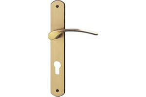 Alpertec 32740073 Amos-LS Messing brüniert PZ Drückergarnitur Türdrücker Türbeschläge Neu, Wohnungseingangstüren beidseitig Drücker