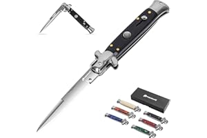 PoktWorld Coltello Pieghevole,Acciaio inossidabile 7Cr17 di Coltello Soccorso Portatile di Sopravvivenza per Caccia,Campeggio attività all'Aperto Multiuso (Legno Nero)