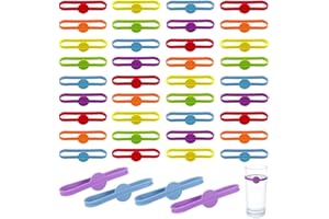 WideSmart 40 Stück Silikon Glas Markierungen Bunte Silikon Markierungen Glasschale Weinflasche Streifen Tag Erkenner Wiederverwendbare Glasidentifikatoren Charme für Home Bar Party