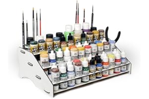 Silu- Vallejo Paints Organizer, Paint Station for Acrylic Paints, Brushes and tools for Workbench, painting Miniatures, Modelling, Warhammer. Peintures NON incluses
