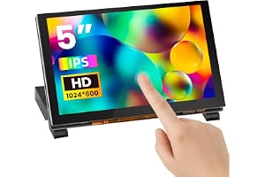 ELECROW Skärm för Raspberry Pi, 5 Tum Mini Monitor 1024×600 HD LCD Pekskärm med Stativ, Kompatibel med Raspberry Pi 5/4/3/2/Z