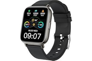 Ordtop Smart Watch, Fitness Tracker 1.69" Touch Screen Men's Women's Smartwatch Sports Watch Pedometer Heart Rate Monitor Waterproof IP68 Smart Watch 24 Modes Smart Bracelet Stopwatch for Android iOS